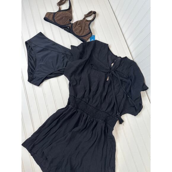 NWT Cupshe Underwired 2 Piece Bathing Suit & Tassel Tie Cover-Up Romper Bundle M - Picture 1 of 7
